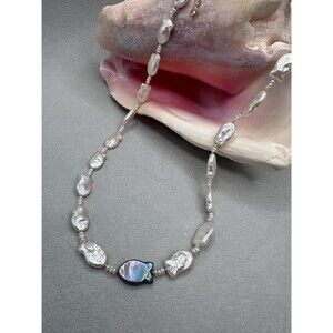 Baroque Fish Pearl Necklace Against the Current Irregular Freshwater  Choker
